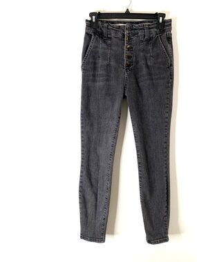 Pilcro and the Letterpress High Rise Button Fly Skinny Jeans Gray Black Wash